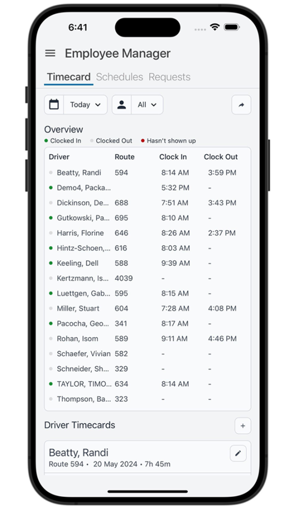 PackageRoute Timecards Tool