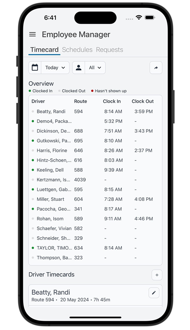 PackageRoute Timecards Tool